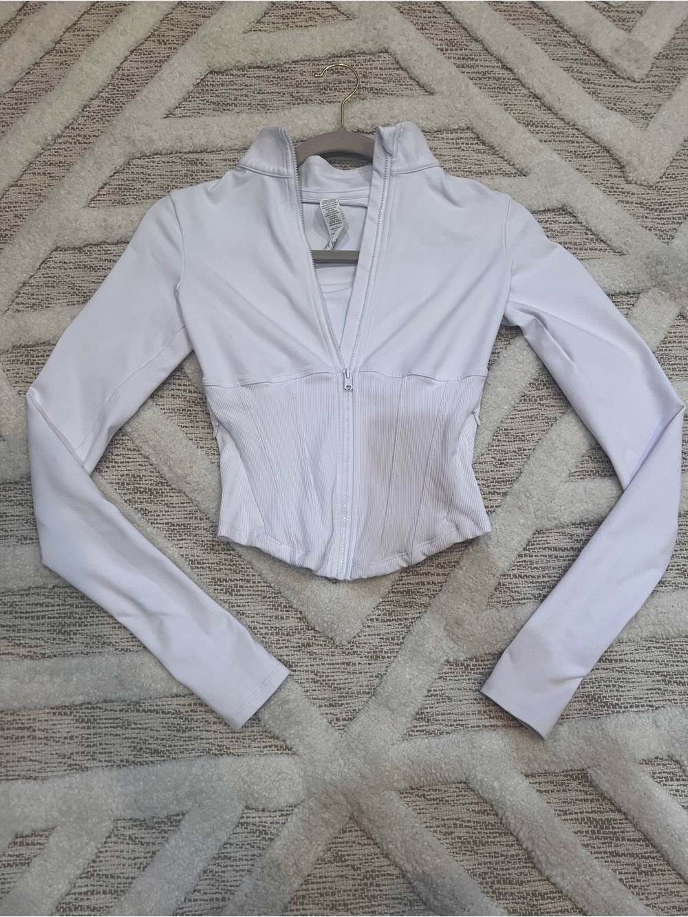 ALO Airbrush Corset Full Zip Waist Snatch Jacket XXS White